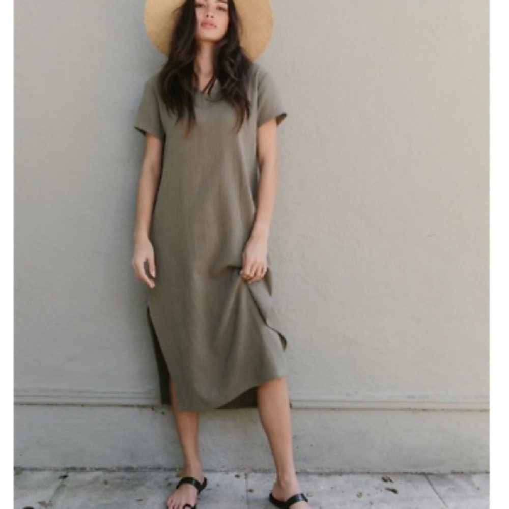 Jenni Kayne Cypress Caftan Dress in Olive Green